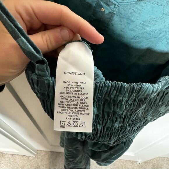 UpWest EcoHemp Palm Leaf Print Button Down Midi Sundress Size Medium - Picture 7 of 7